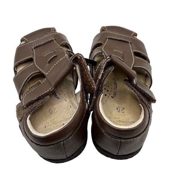 Pediped Brown Leather Kids Sandals Size 25/8.5 With Velcro Closure - Picture 4 of 7